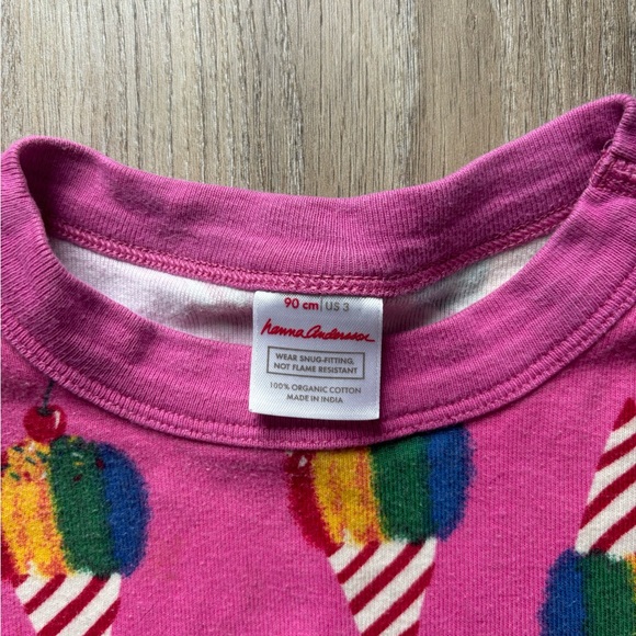Bundle of 3 Hanna Anderson pj size 90 3T lion, Disney belle, and ice cream print - Picture 5 of 7